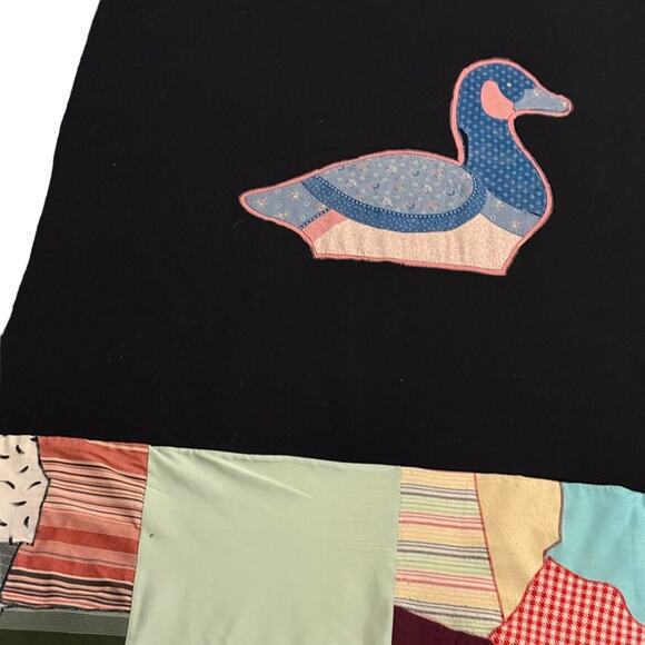 Vintage Duck Quilt Patchwork Handmade Colorful Blanket Twin Bedspread 102"x67 - Picture 4 of 9